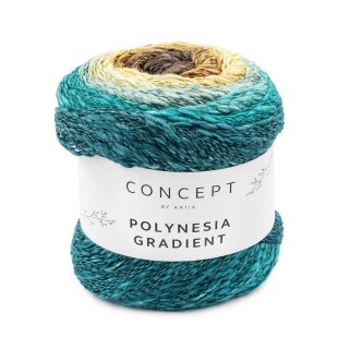 Polynesia Gradient 200g Bobbel 304 - grünblau-pastellgelb-braun