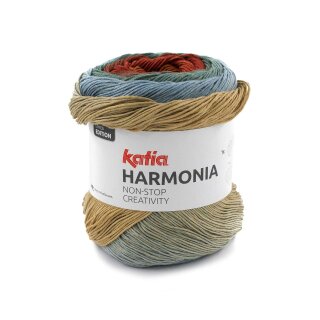 Harmonia 150g Bobbel 208 rot-rostrot-blaugrün-beige