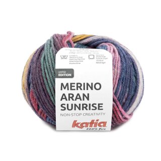 Merino Aran Sunrise100g 306 fuchsia-blau-ocker
